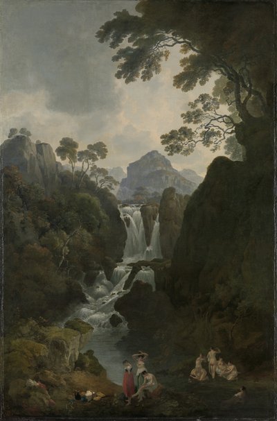 Ein Wasserfall mit Badenden, ca. 1800-17 von Julius Caesar Ibbetson